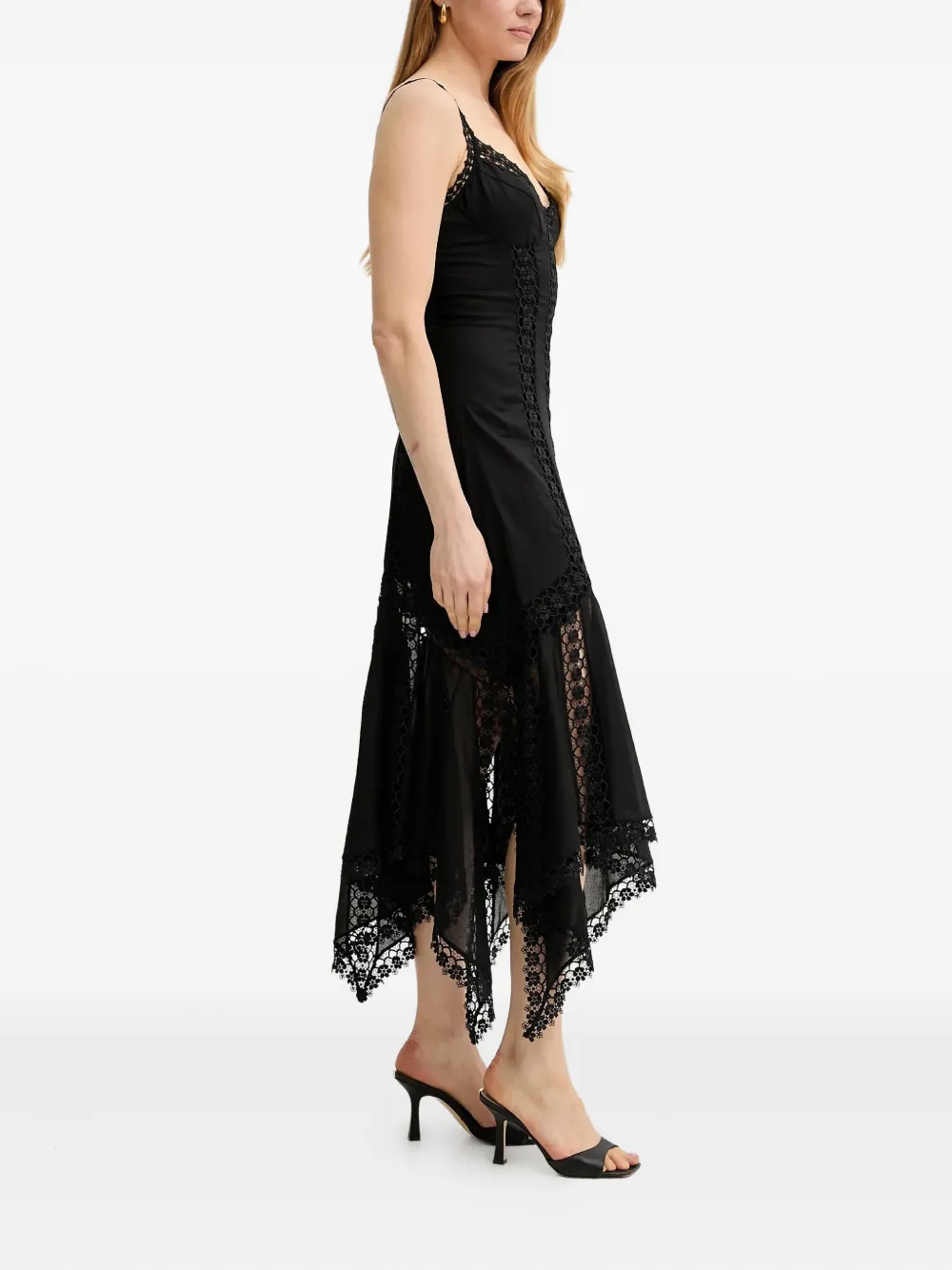 Charo Ruiz Ibiza Blossel asymmetrische midi-jurk - Zwart