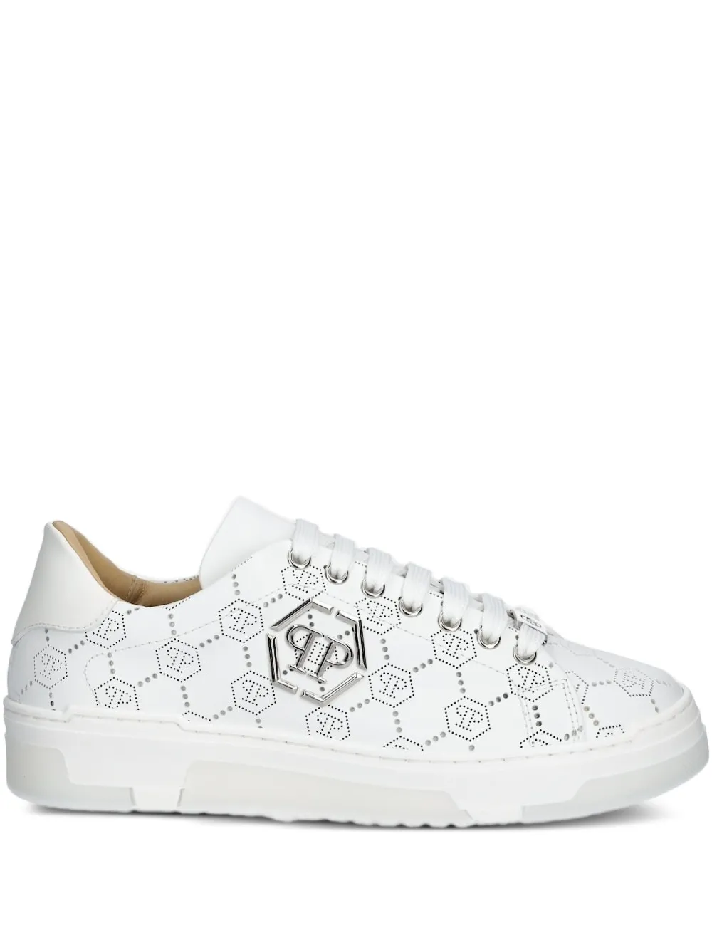 Philipp Plein logo-plaque perforated sneakers White
