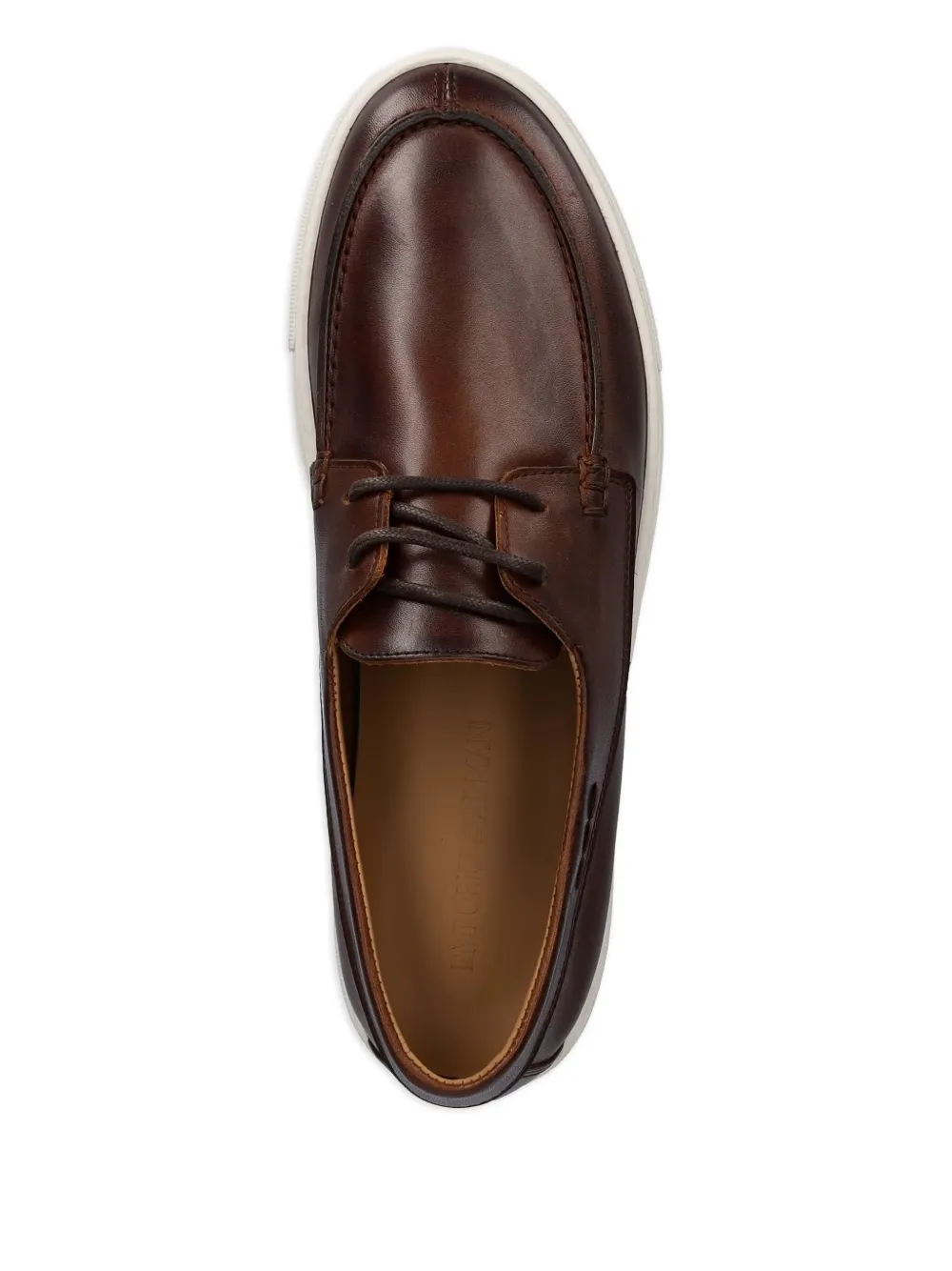 Emporio Armani lace-up leather boat shoes Brown