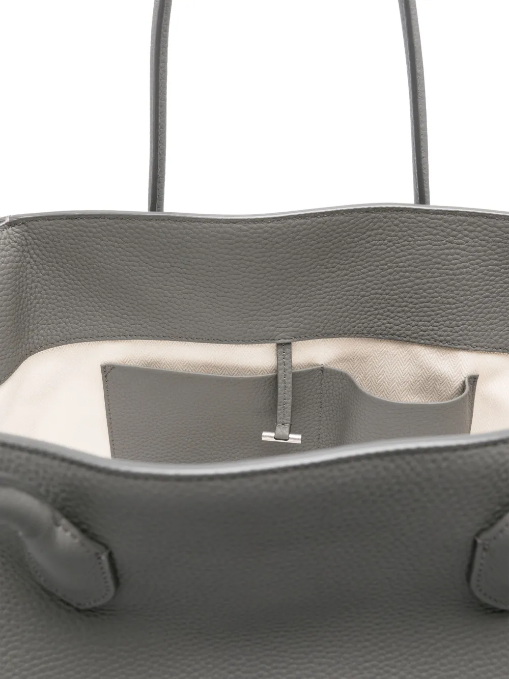 The Row Leren shopper Grijs