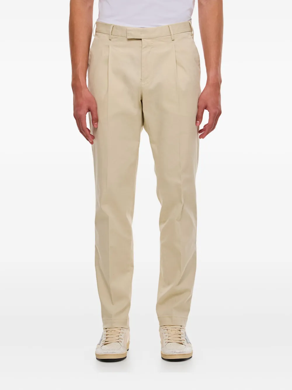 PT Torino single-pleat diagonal-pocket trousers Beige