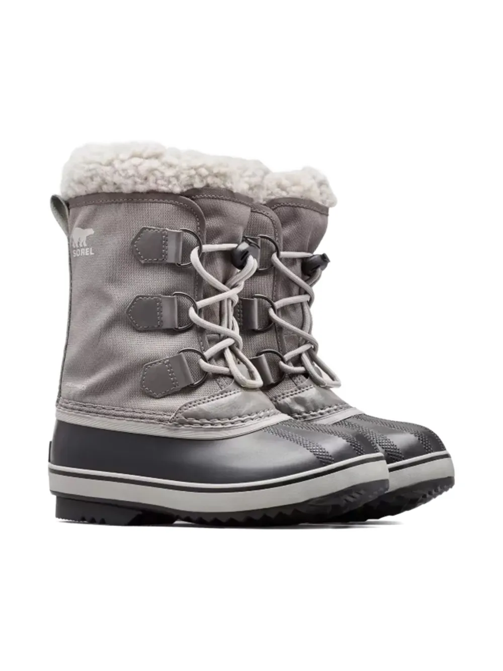 SOREL KIDS Youth Yoot Pac™ lace-up faux fur collar boots Grey