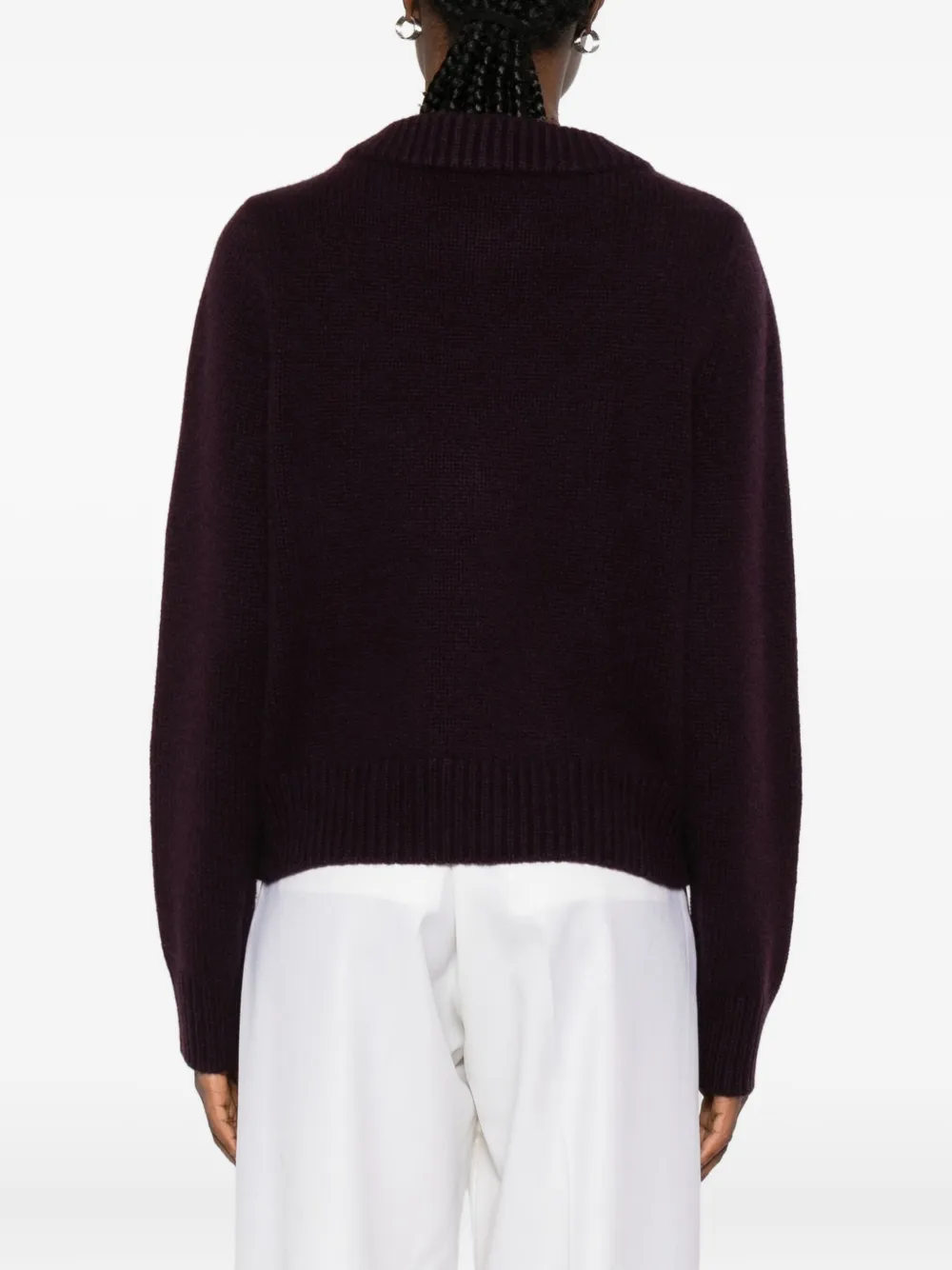 Soft Goat Chunky V-neck Sweater In Brown