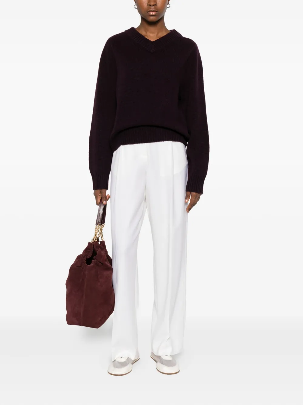 Soft Goat chunky v-neck sweater | Knitted Sweaters | Image 2