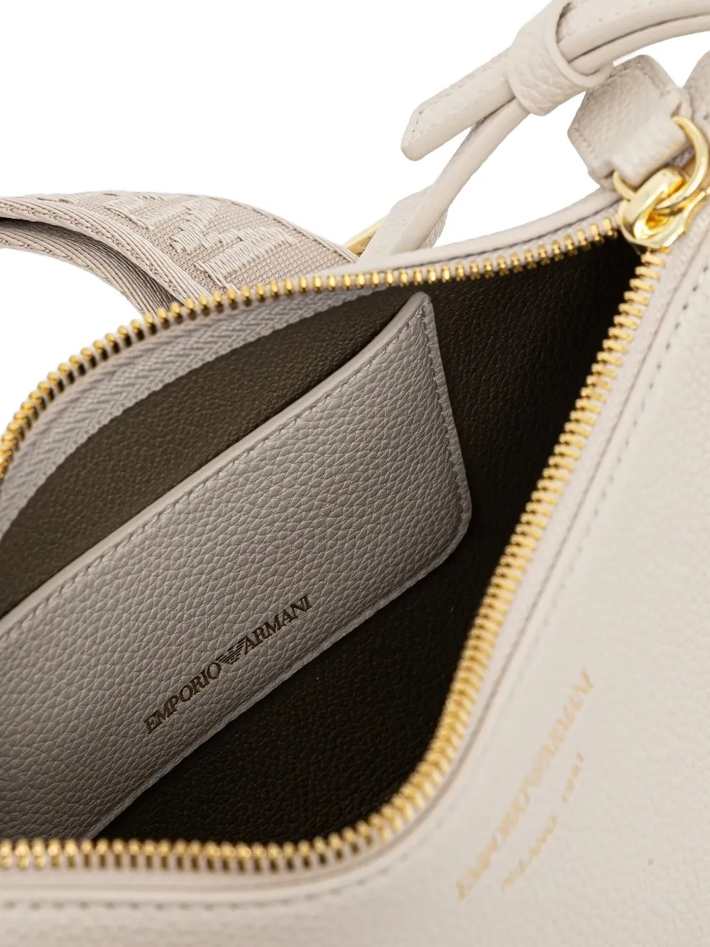 Emporio Armani Logo-plaque Zip-top Shoulder Bag In Neutral