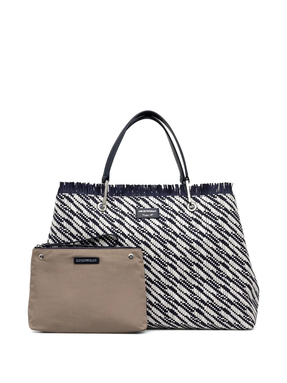 Emporio Armani fringed woven tote bag | Blue | Image 1