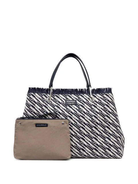 Emporio Armani fringed woven tote bag