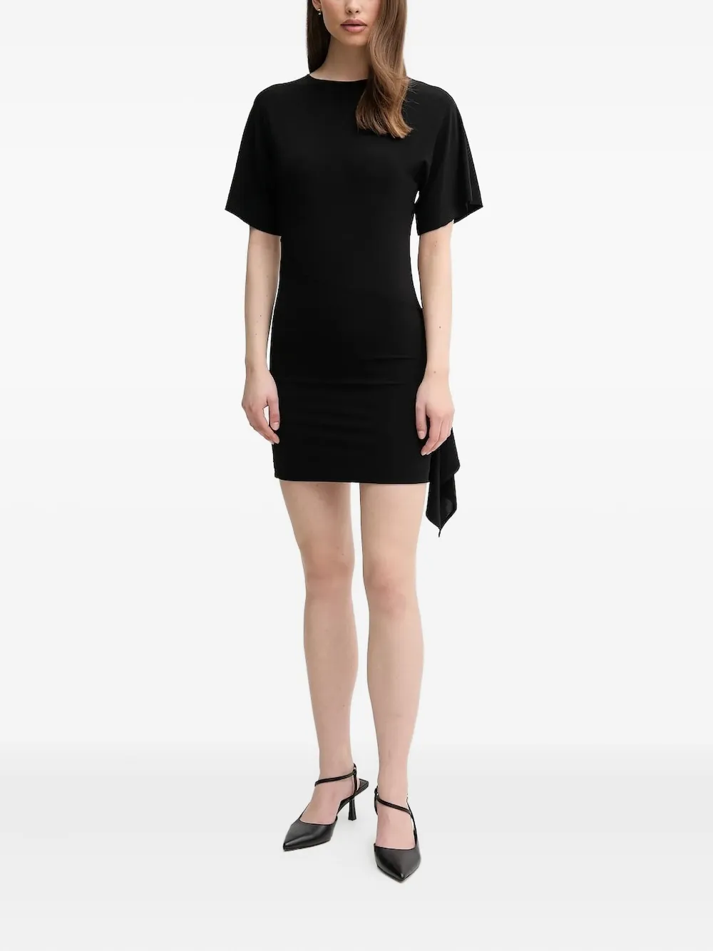 Emporio Armani Mini-jurk met korte mouwen en gedrapeerd detail Zwart