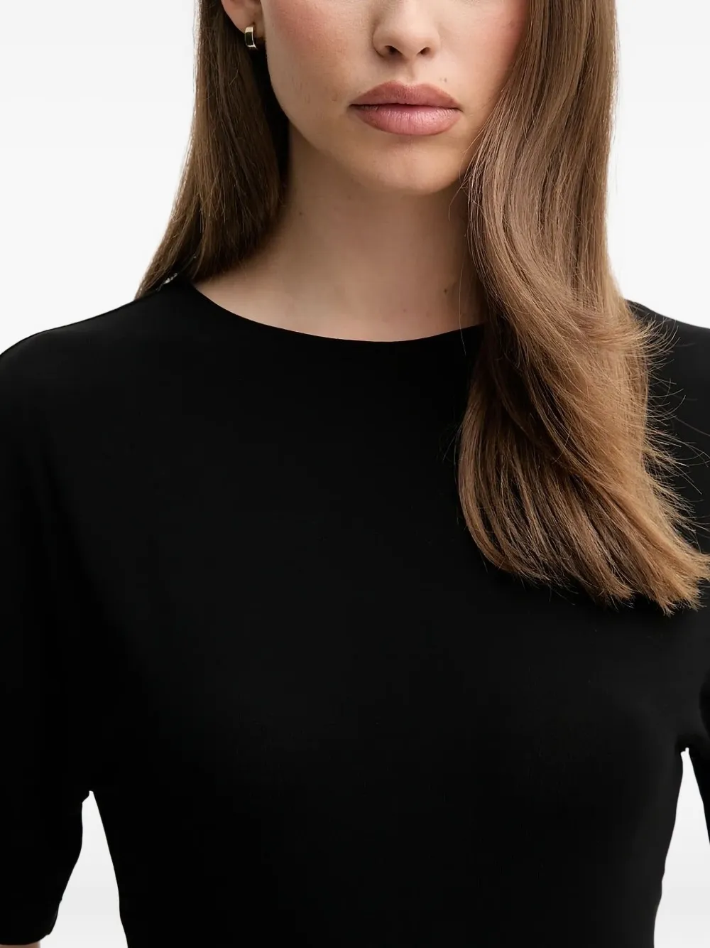 Emporio Armani Mini-jurk met korte mouwen en gedrapeerd detail Zwart