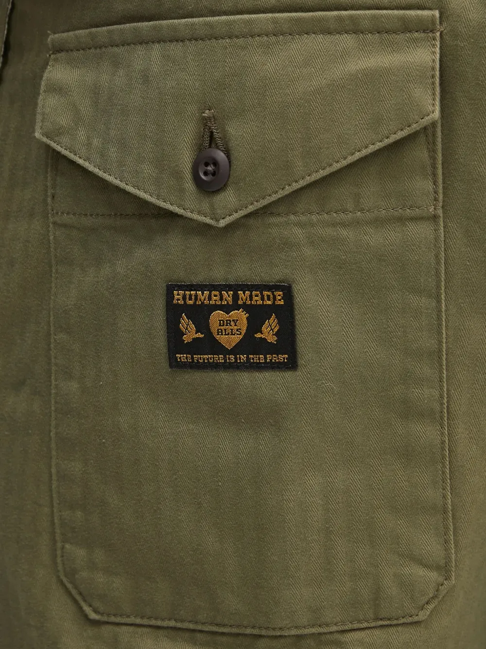 Human Made Broek met visgraatpatroon en opgestikte zak Groen