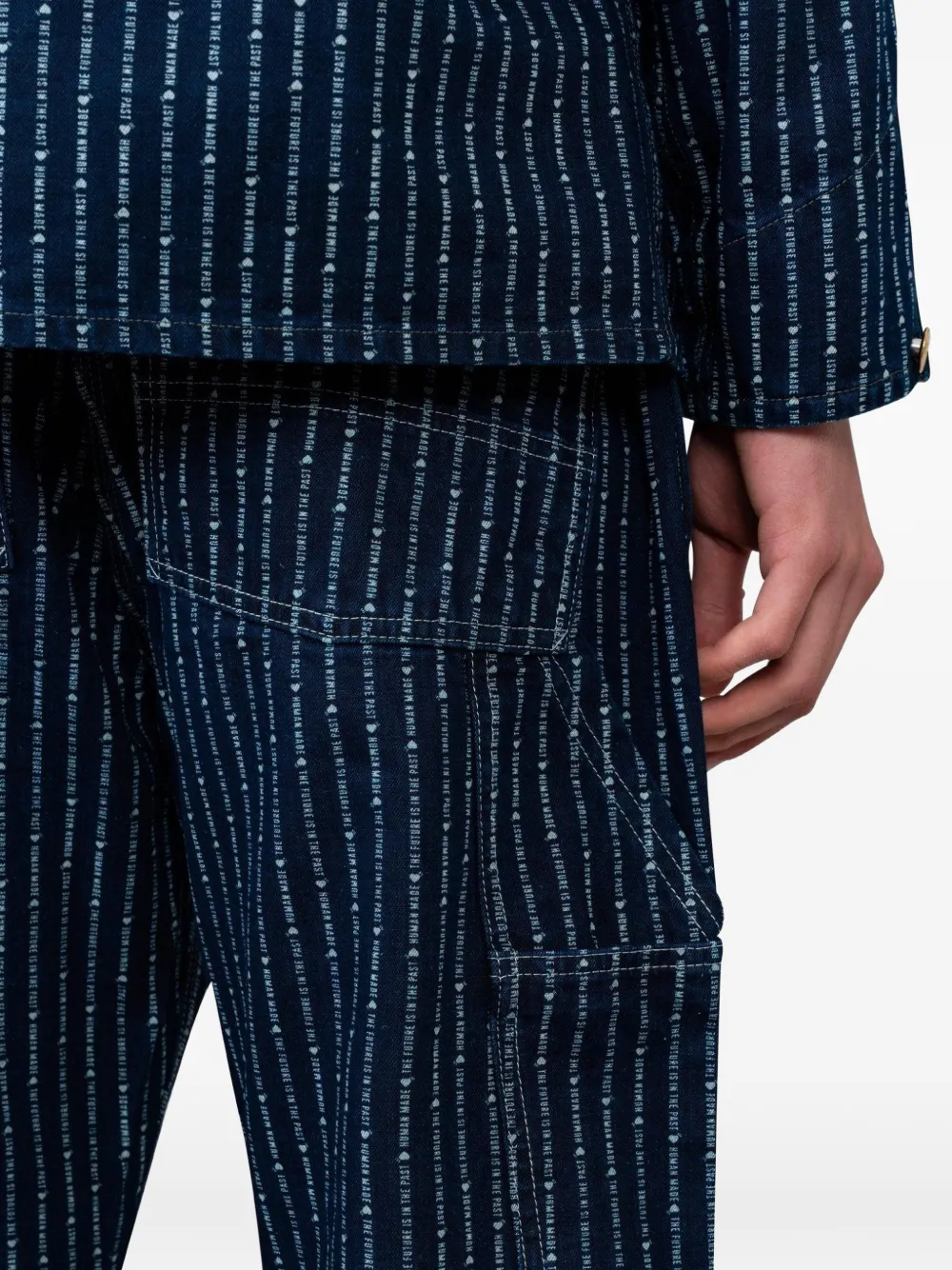  Human Made Logo-pattern Pinstripe Jeans - Blue 