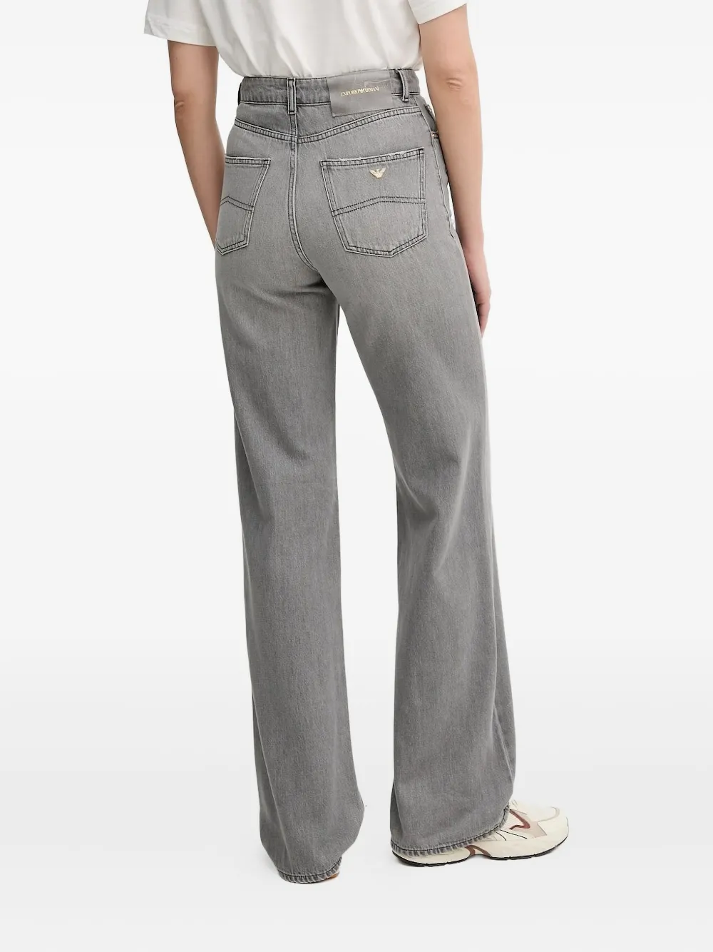 Emporio Armani Katoenen jeans met adelaarplakkaat - Grijs
