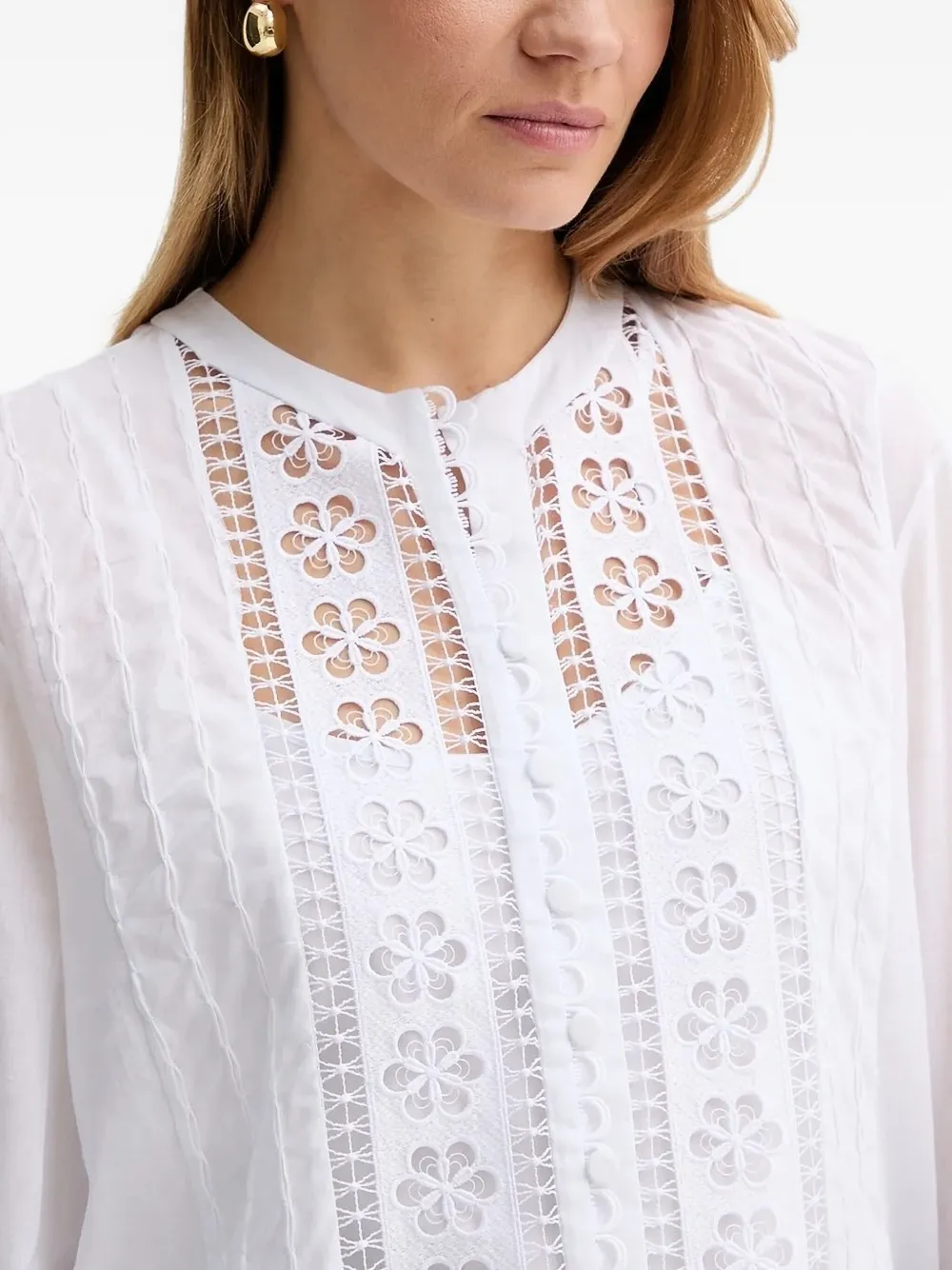 Charo Ruiz Ibiza Broderie anglaise top met ballonmouwen Wit