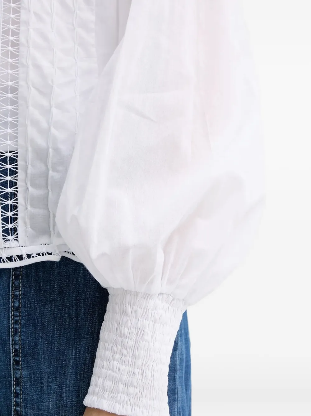 Charo Ruiz Ibiza Broderie anglaise top met ballonmouwen Wit