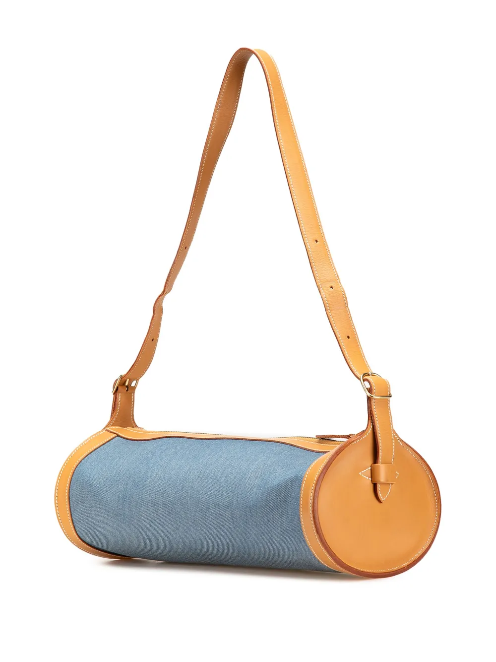 Pre-owned Hermes 2002 Denim And Calfskin Sac Doremi 33 Shoulder Bag