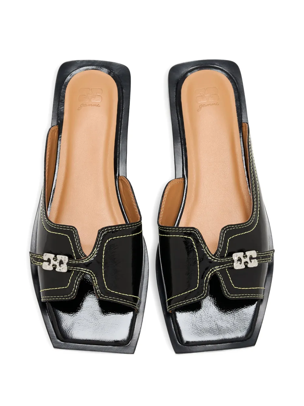 GANNI contrast-stitching sandals Black