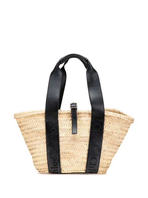 Chloé Pre-Owned 2023 Medium Raffia Smooth Calfskin Sense Basket handbag