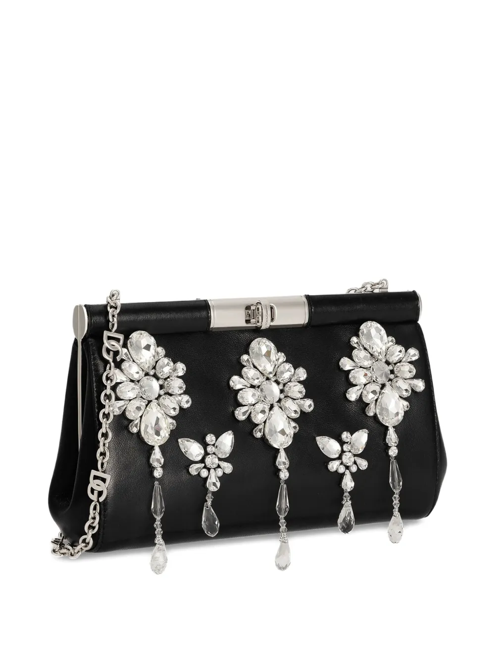 Dolce & Gabbana Crystal Embroidered Marlene Handbag In Black