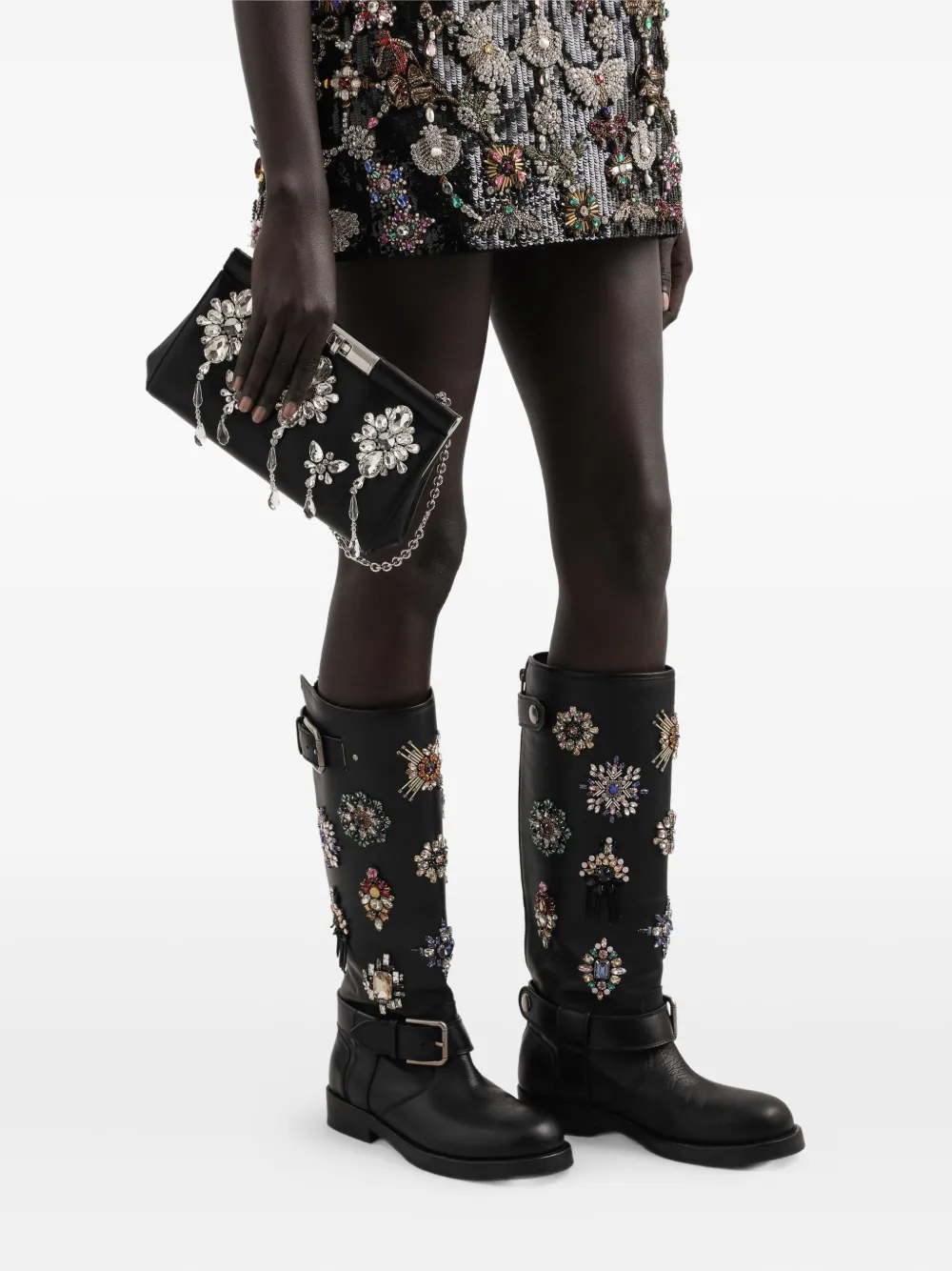 Dolce & Gabbana Clutch verfraaid met kristallen - Zwart