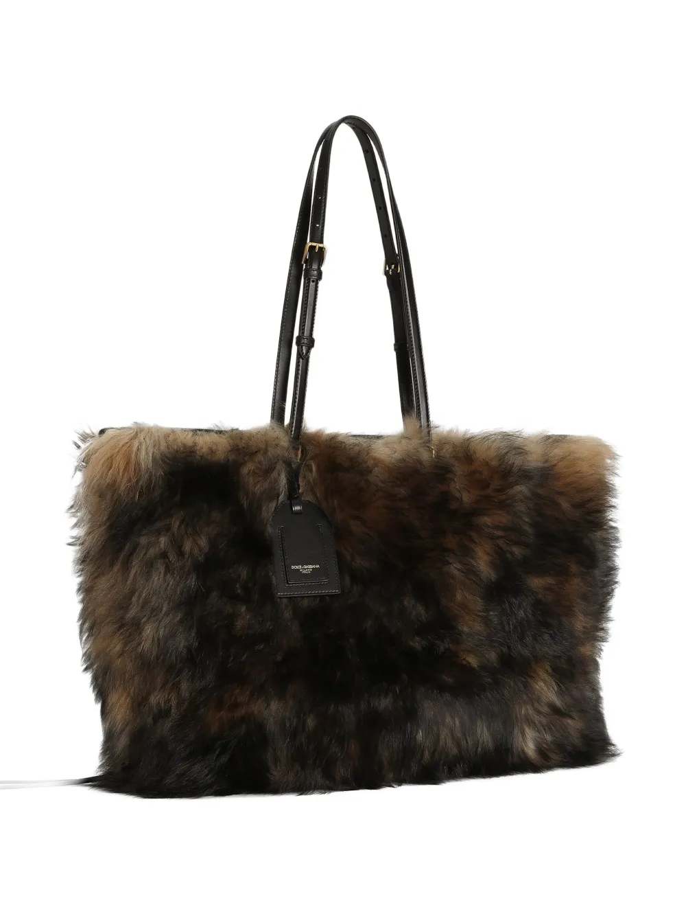 Dolce & Gabbana Atene Fur Tote Bag In Brown