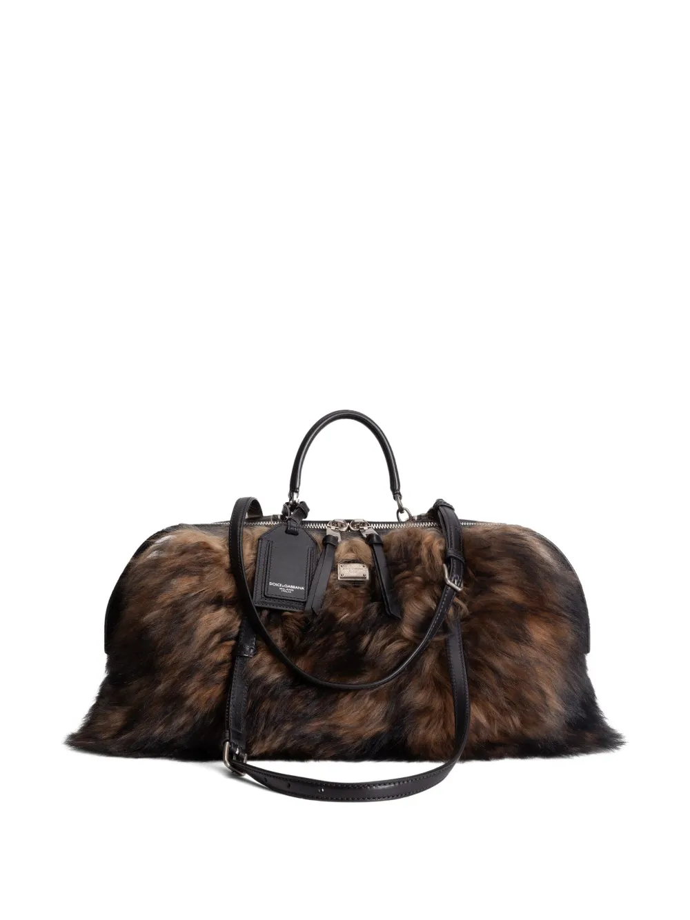 Dolce & Gabbana Vittoria fur trim tote bag - Bruin