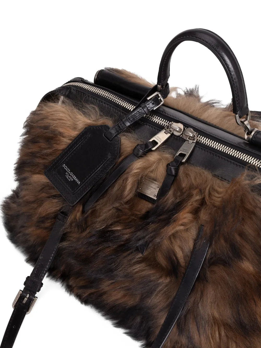 Dolce & Gabbana Vittoria shopper met afwerking van bont Bruin