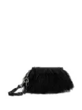 Dolce & Gabbana fur-trimmed zip clutch bag - Black