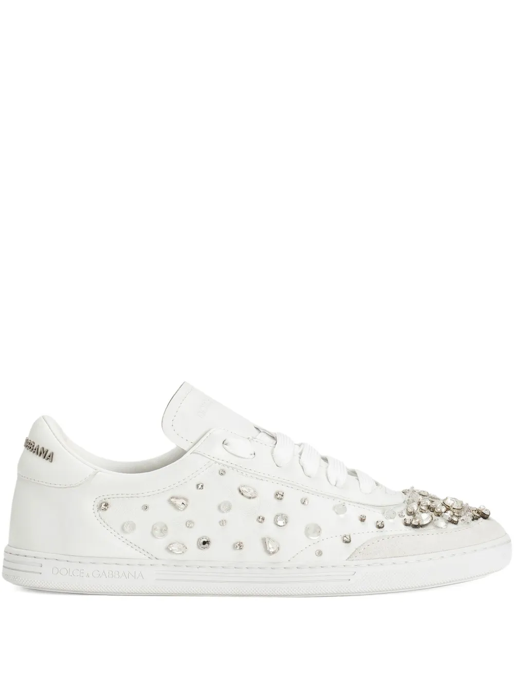 Dolce & Gabbana crystal-embellished leather sneakers | White | Image 1