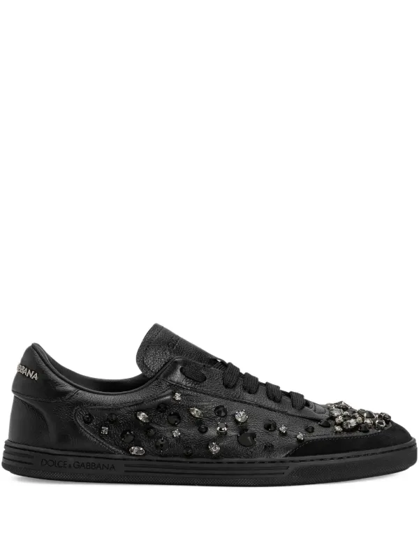 Dolce & Gabbana ビジュートリム レザースニーカー | ブラック