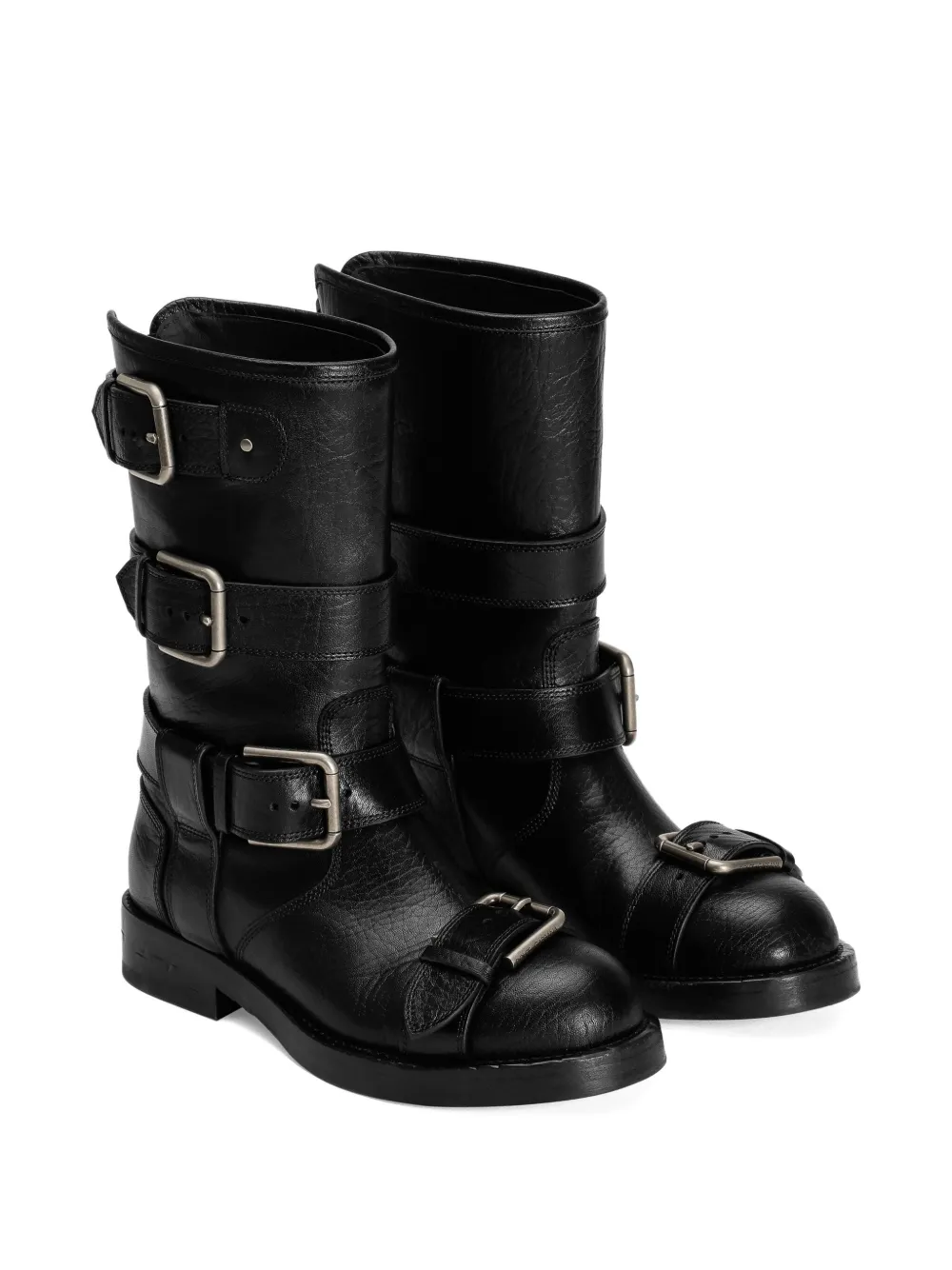 Dolce & Gabbana Stylish Mid-calf Round Toe Chunky Heel Boots In Multi