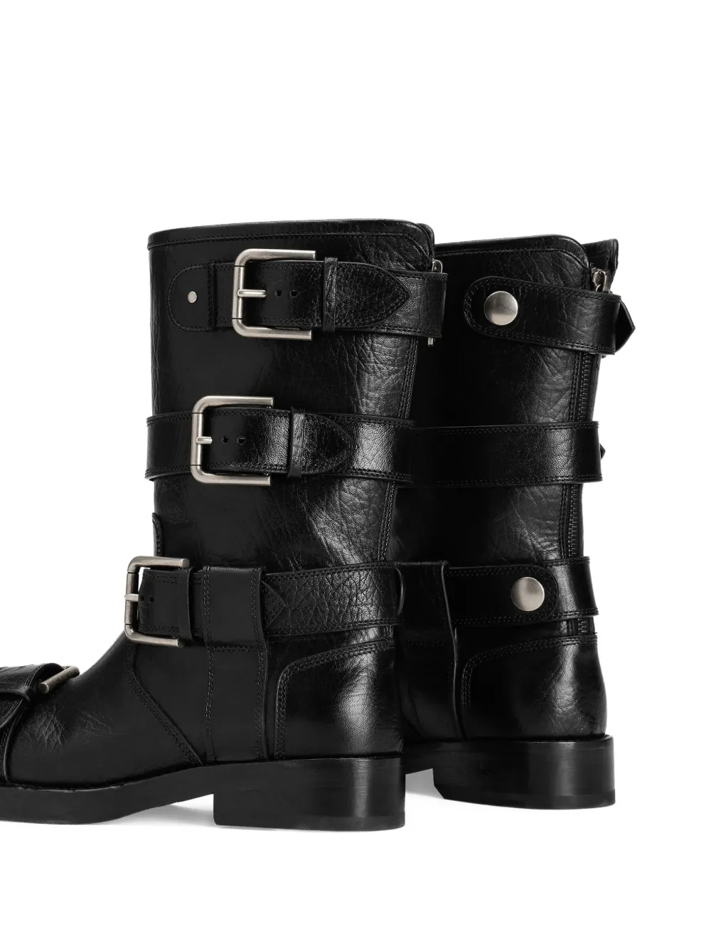 Dolce & Gabbana Stylish Mid-calf Round Toe Chunky Heel Boots In Multi