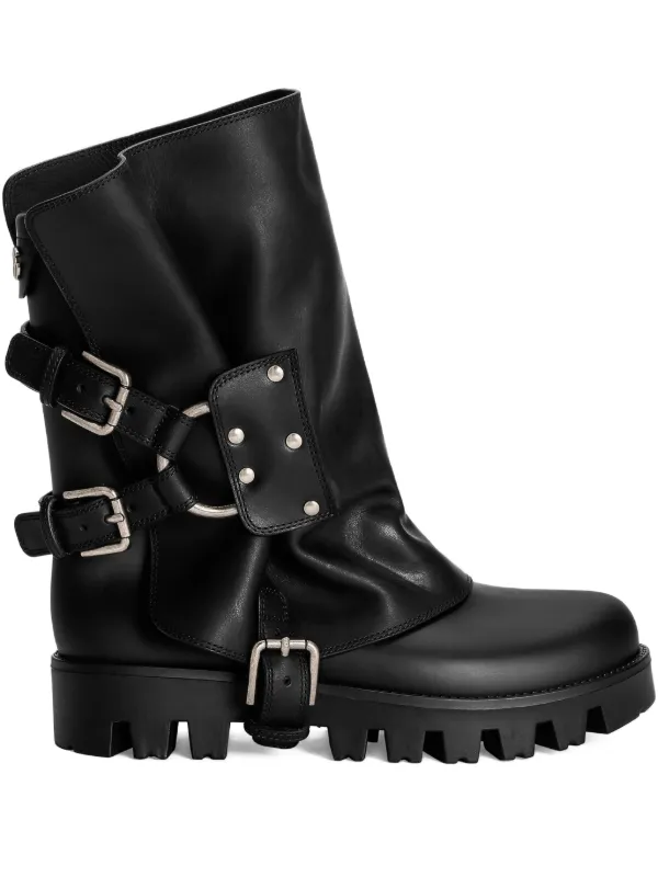 Dolce Gabbana buckle-detail Biker Boots Black FARFETCH IN