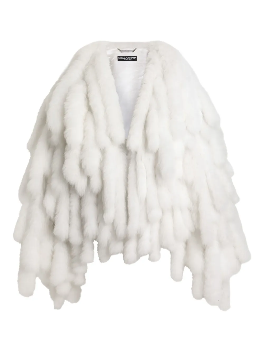 Dolce & Gabbana Cappotto con frange in pelliccia - Bianco