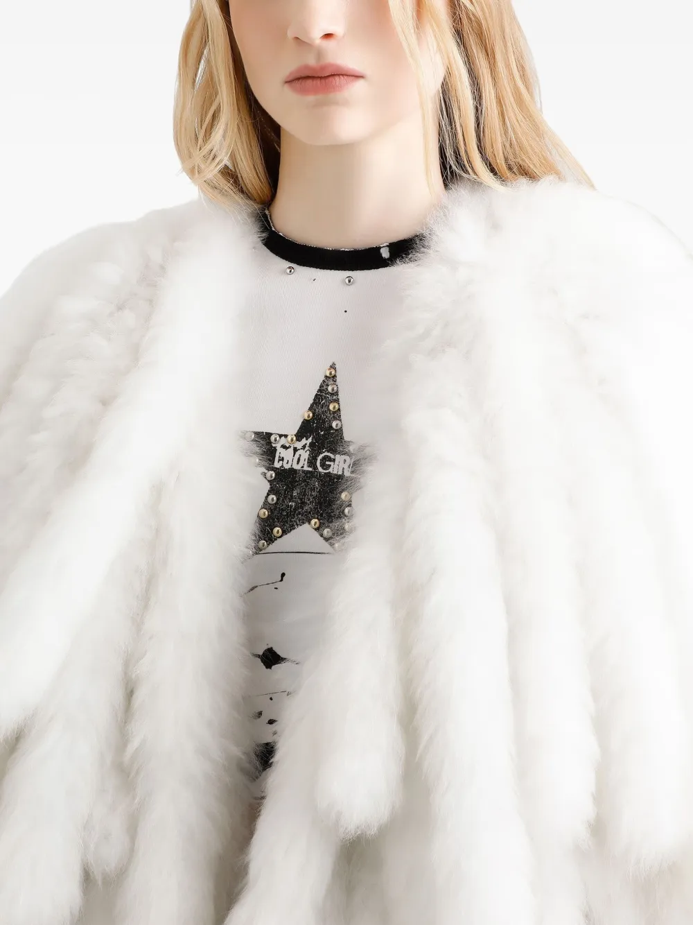 Dolce & Gabbana Bontjas met franje Wit