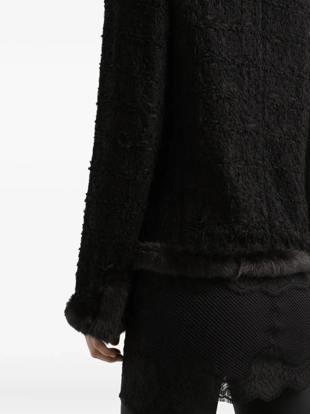 Dolce & Gabbana Fur-trimmed Tweed Jacket In Black