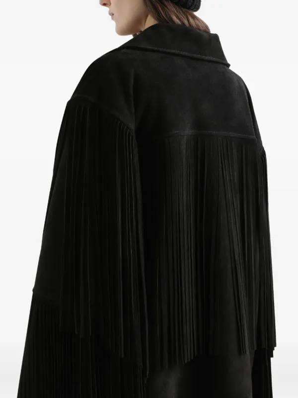 Dolce & Gabbana Pleated Fringe Coat | Black | FARFETCH