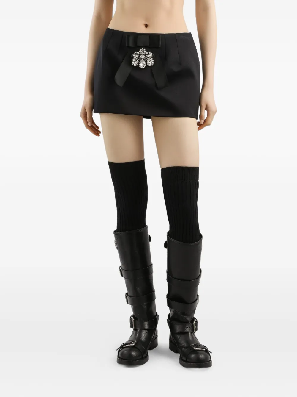 Dolce & Gabbana Mini-rok verfraaid met strik en kristallen Zwart
