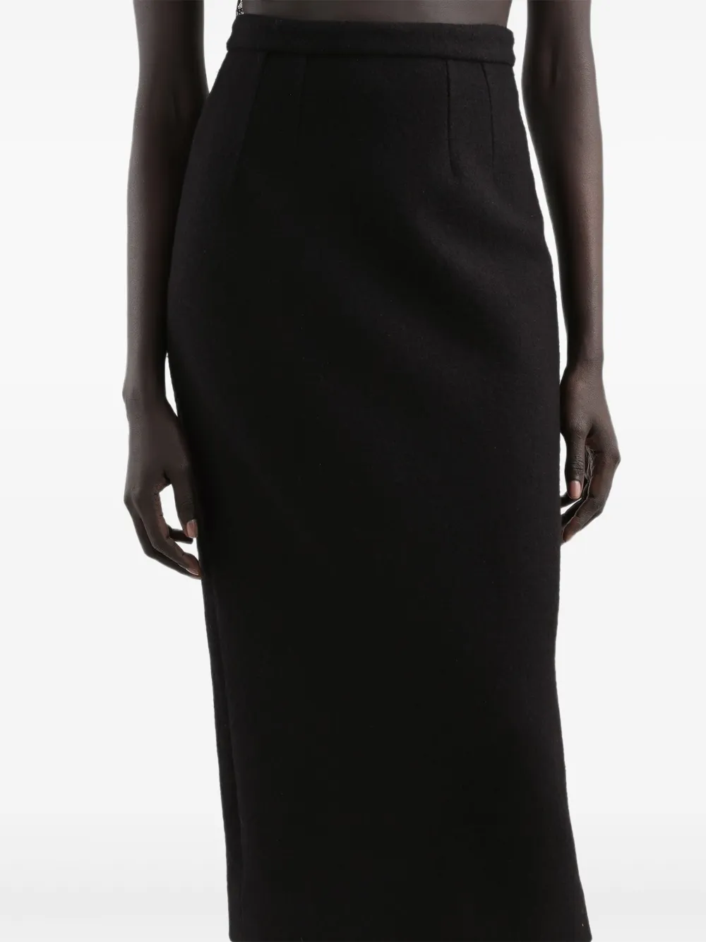 Dolce & Gabbana Wool Midi Skirt In Black