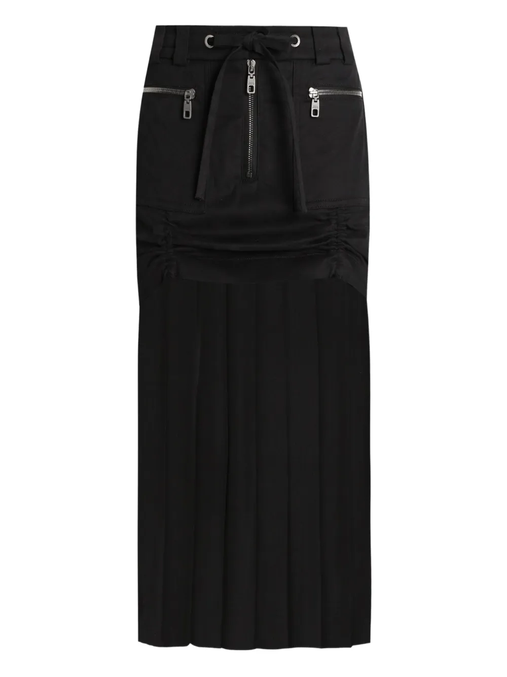 Dolce & Gabbana Black Skirt With Pleated Design And Drawstring Waist In Silk Blend Stretch Woman In Black