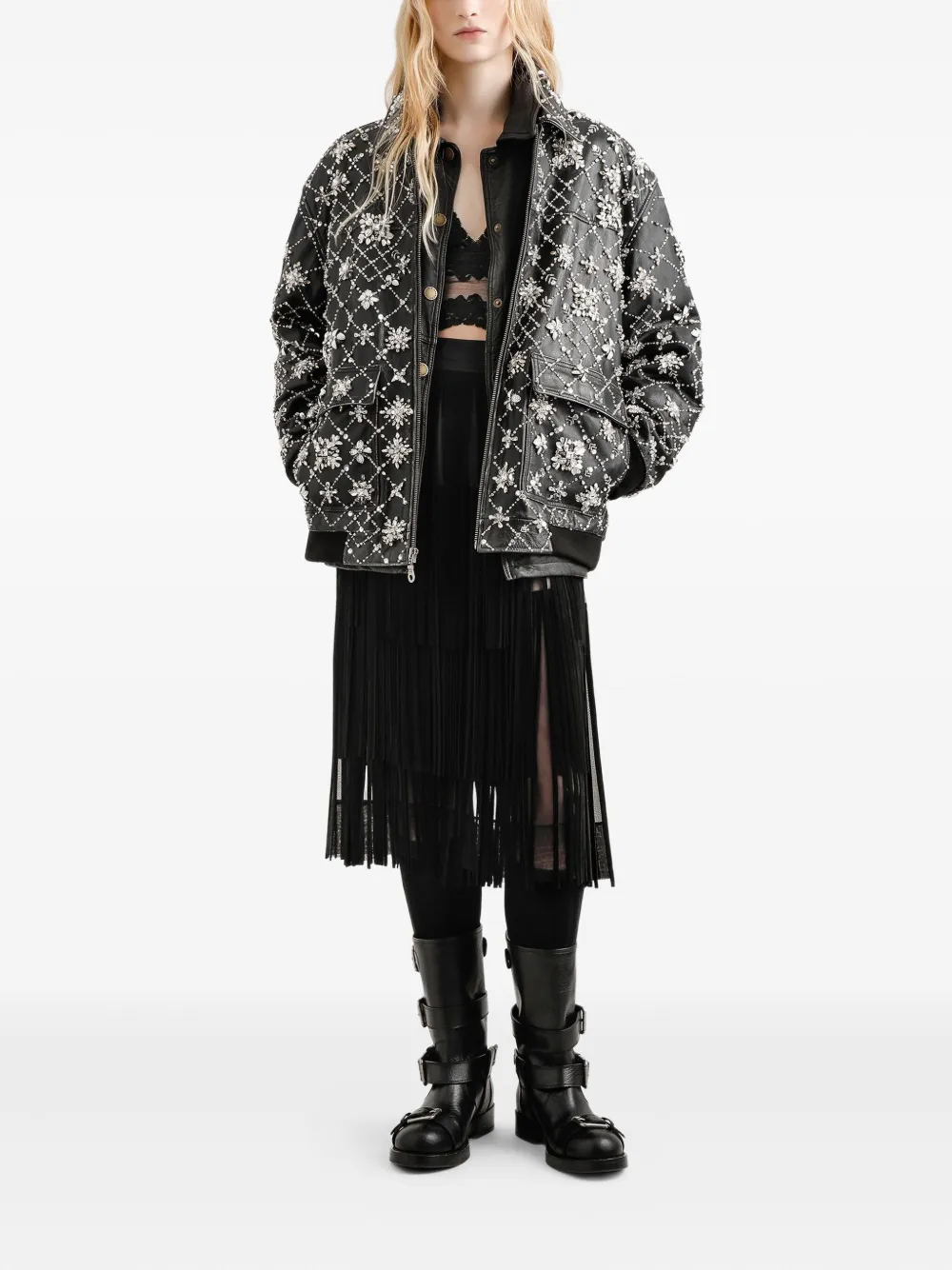 Dolce & Gabbana Fringed Organza Skirt In Black