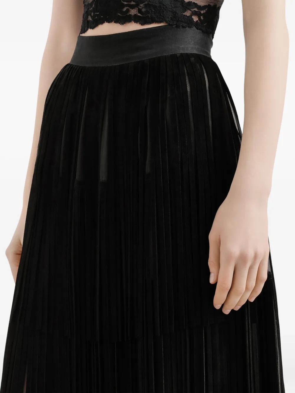 Dolce & Gabbana Fringed Organza Skirt In Black
