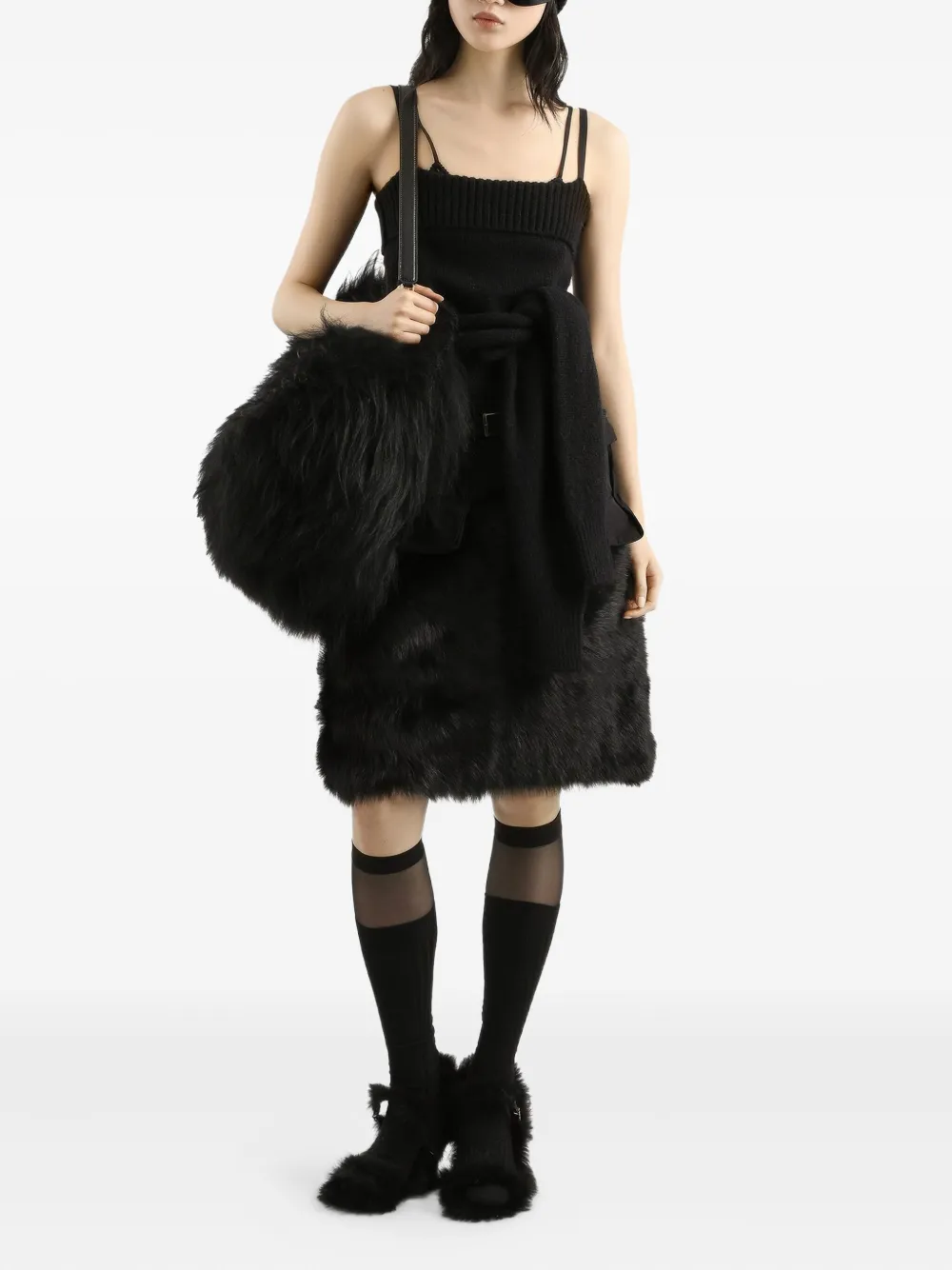 Dolce & Gabbana Rok met ceintuur en vlakken - N0000 BLACK