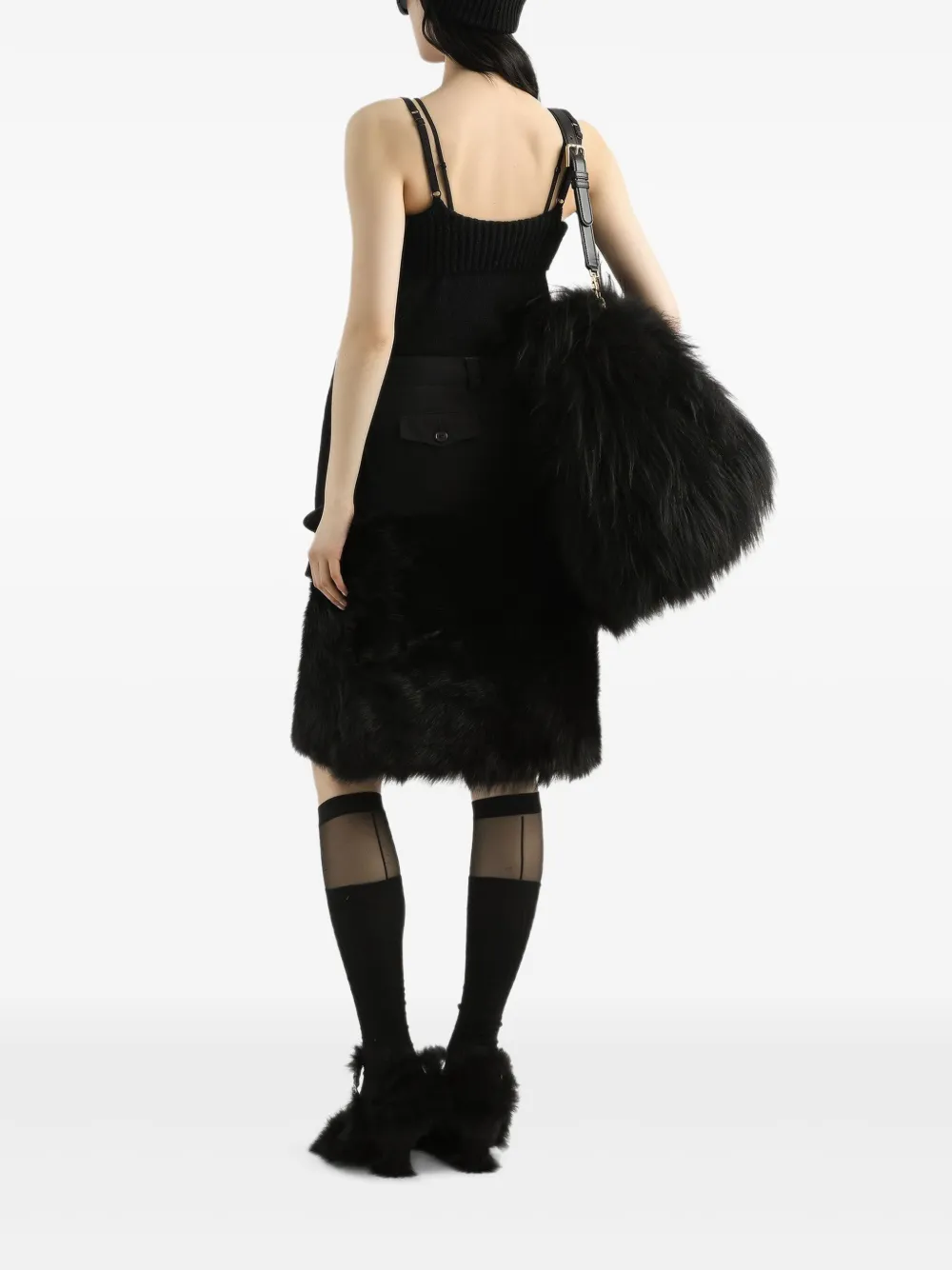 Dolce & Gabbana Belted Panelled Skirt In Black