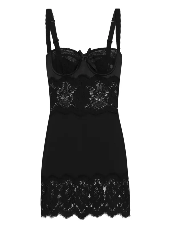 Dolce & Gabbana レーストリム スリップドレス | ブラック | FARFETCH JP