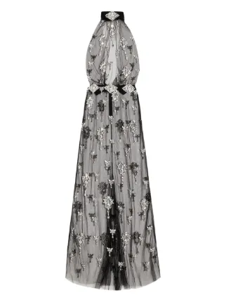 Dolce & Gabbana rhinestones-embellished halter-neck Maxi Dress | Black |  FARFETCH AZ
