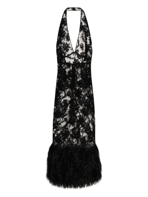 Dolce & Gabbana feather-trimmed lace dress