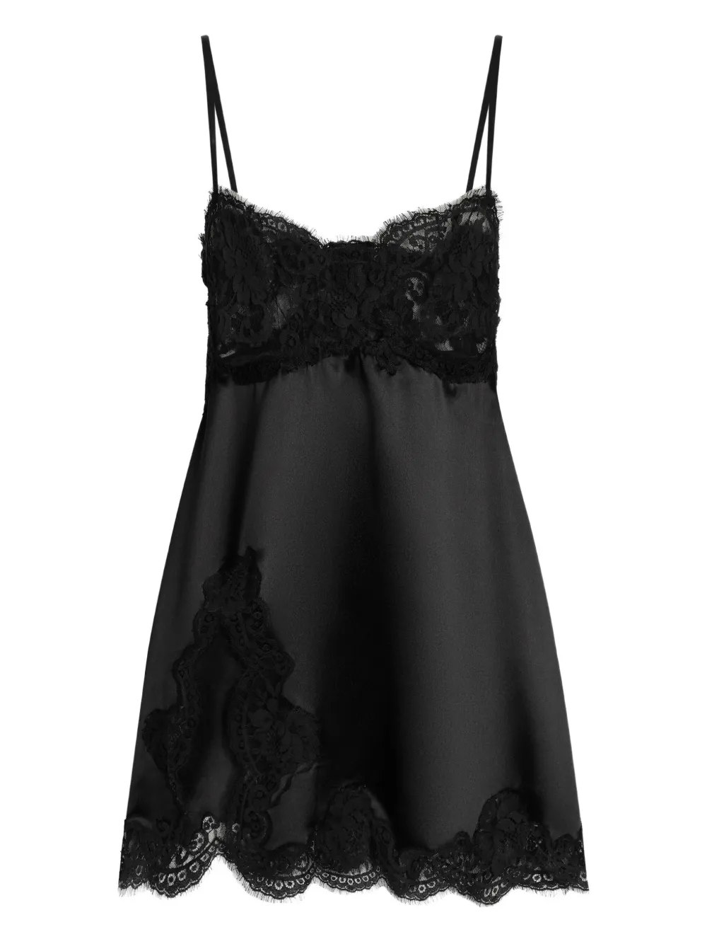 Dolce & Gabbana Lace-trimmed Slip Mini Dress In Black