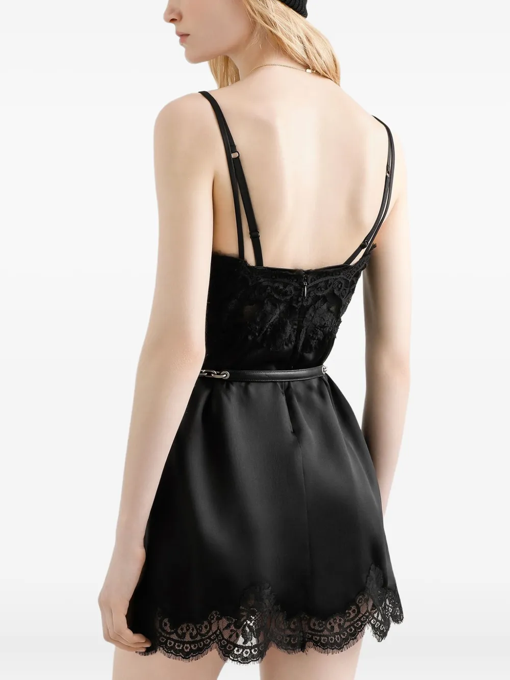Dolce & Gabbana Lace-trimmed Slip Mini Dress In Black