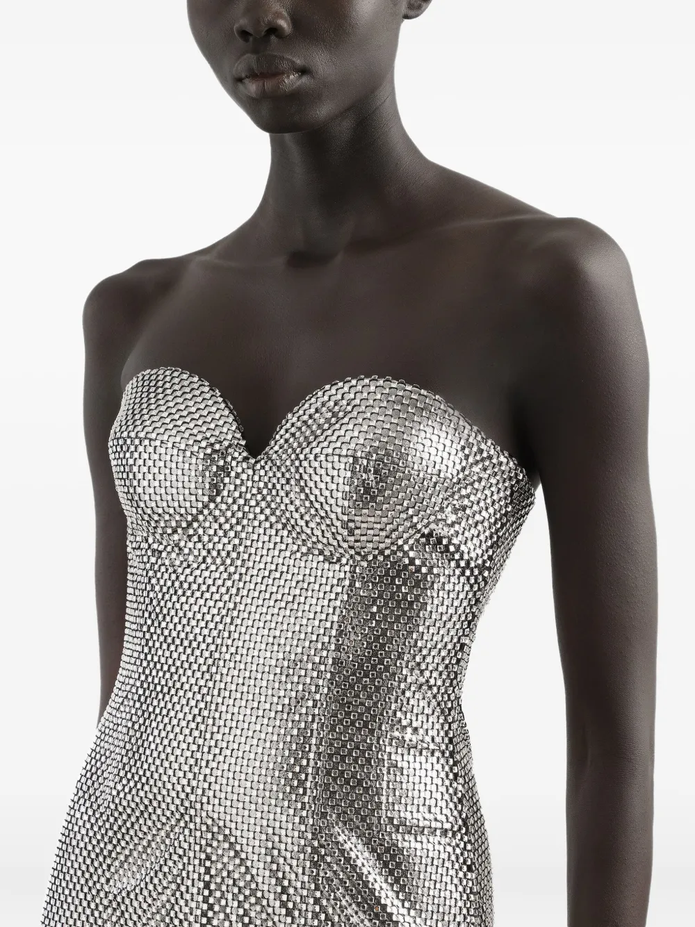Dolce & Gabbana Mesh Strapless Mini Dress In Multi