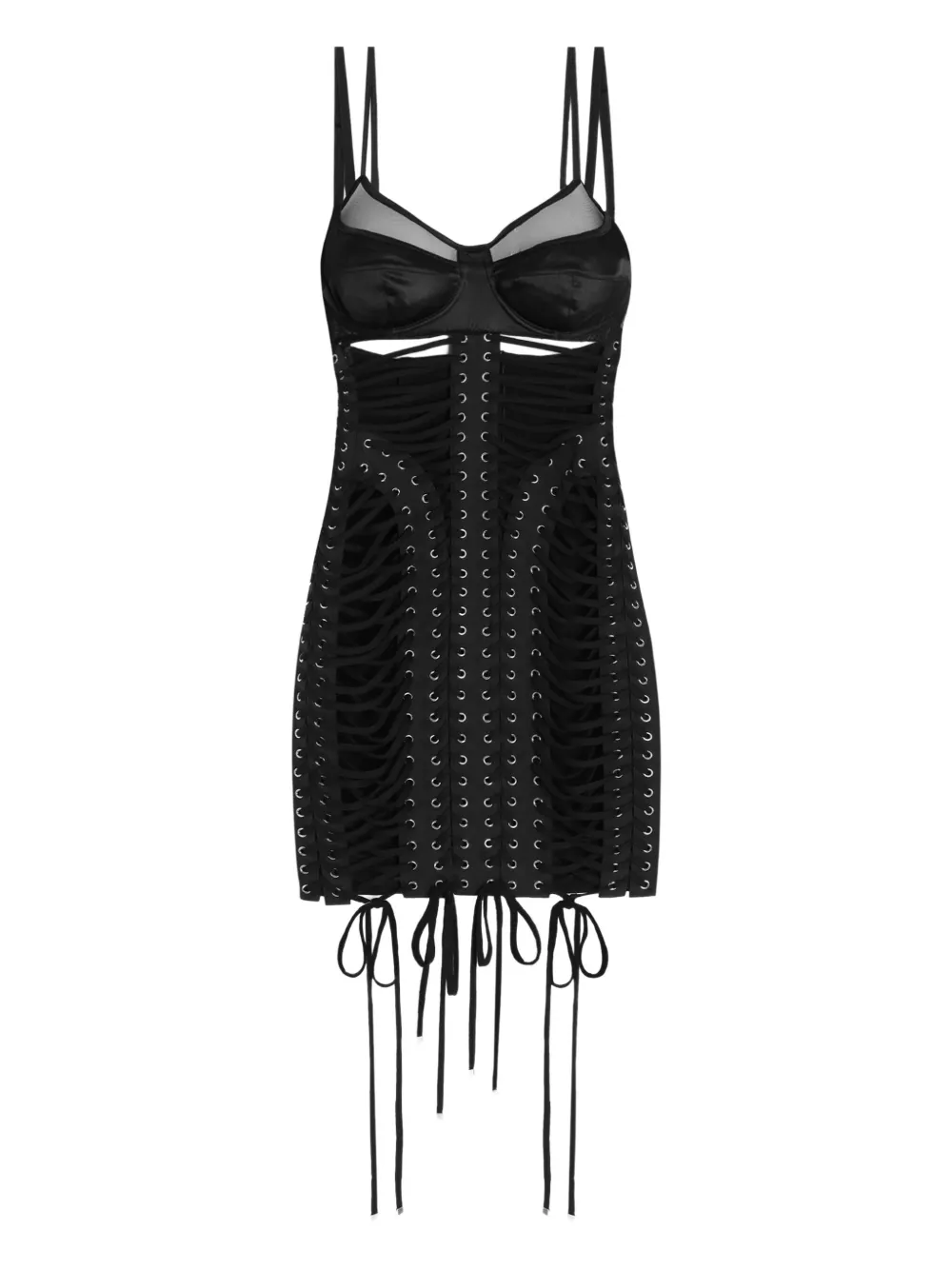 Dolce & Gabbana Lace-up Satin Mini Dress In Black